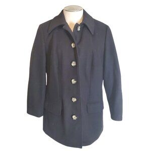 Harve Benard Vintage Women's Wool Peacoat Button Front Coat Black Sz 18W